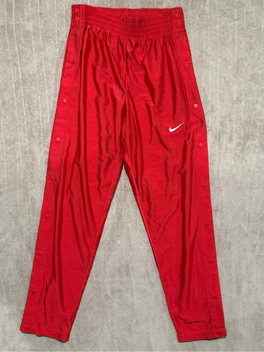 Vintage Large Nike Tear Away Pants Red Snap Warm Up 90s Swoosh Basketball Y2K